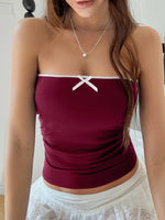 Spring Summer Women's Top Basic Bow Crop Top Lady Sweet Casual Tank Top Vacation Beach Dress up Korean Blouse Female Clothes