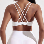 Solid Color High Strength Shockproof Women Fitness Sport Bra Top Soft Tight Cross-Training Jogging Yoga Underwear With Chest Pad