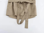 Foridol Irregular Sleeve Top+pants Set Women Summer Elegant Office Casual Matching Set Sash Buttons Decor Brown Suit Outfits