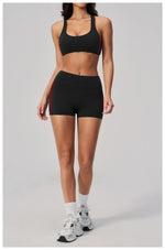 Quick Drying Shaved Tight Yoga Suit for Women Color Contrast Slim Sports Bra High Waist Shorts Running Fitness Suits Tracksuit