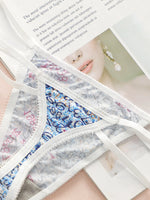 Women's 3-piece set of multi-color digital pattern thong with no trace low waist hollow out easy to wash and dry underwear C927
