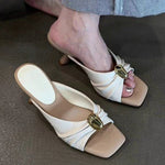 Summer Women Slippers Fashion Metal Decoration Open Toe Dress Slides Ladies Stripper Party Sandals
