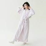 Women New Autumn Winter Thickened Anti-Static Coral Fleece Beauty Velvet Extra Long Bathrobe Sleep Loungewear Robe