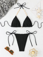 2026 Halter String Triangle Bikini Women Sexy Swimwear Female Mesh Swimsuit Solid Bathers Bathing Swimming Swim Suit Beachwear