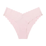 Ice Silk Ruffles Sexy Girls Briefs Seamless Women Panties Underwear T Back G String Yoga Fitness Thong Underpants Plus Size S-XL