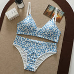 Women Floral Print Seamless Bra And Panties Set Low Waist Briefs Sexy Lingerie Set V-neck Sport Brassiere Female Underwear Set