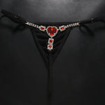 Mini G-string Bikini Thong Sexy Rhinestone Thong for Women Low Rise T Back Underpants Waist Body Chain Jewelry for Festival Rave
