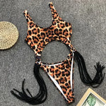 Tummy Cut Out Splicing Fringe Tassel Women Swimwear One Piece Swimsuit Female Monokini High Leg Cut Bathing Suit Swim Beach Wear