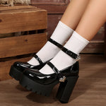 Ankle Strap Chunky Platform Mary Jane Shoes Women Super High Heels Party Lolita Pumps Woman Patent Leather Punk Goth Shoes Mujer
