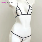 DEKA Women Exotic Mini Micro Bikini Two Piece Hollow Out Swimsuit Bathing Open Crotch Swimwear Lingerie Underwear Set Sunbath