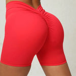 Sexy High-Waisted Yoga Shorts - Deep V Back Ruffled Booty Lift Women Tummy Control Workout Gym Peach Butt Fitness Shorts