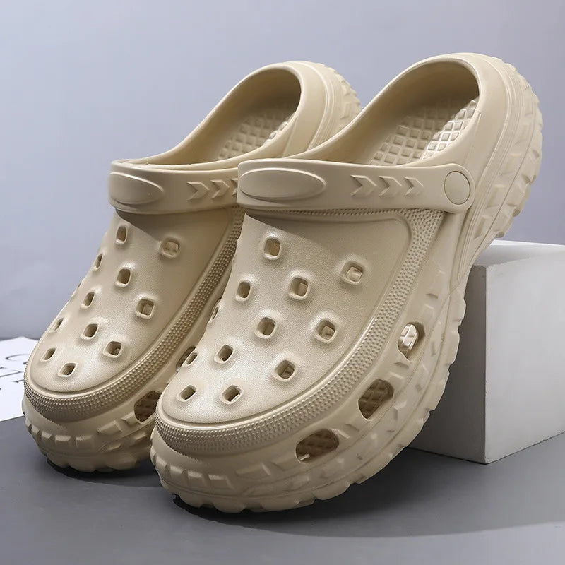 Men Summer Slippers Close Toe Leisure Clogs Soft EVA Anti-slip 2 Way Wear Shoes Couples Indoor Beach Slides Street Sandals