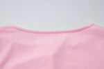 FDYOUI Pink T-shirts 2026 Summer Woman Clothes O-neck Single Breasted Cardigan Tops Female Short Sleeve Slim T Shirt Streetwear
