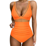 2024 Sexy One Piece Swimsuit Women Mesh Strappy Plunge Swimwear Tummy Control Bathing Suits Beach Wear Monokini Swimming Suit