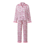 Women's Christmas Pajama Set Featuring Festive Santa Tree and Bow Prints 2 Piece Lounge Nightwear Sleepwear