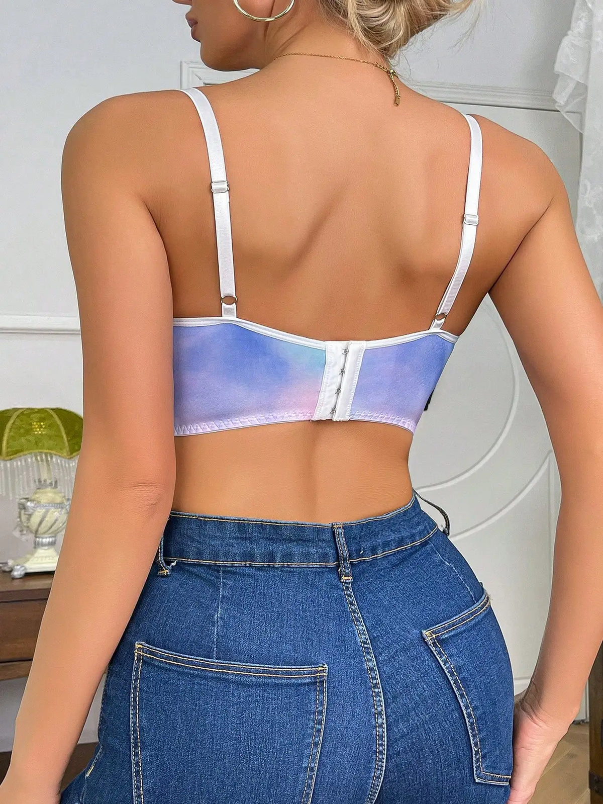 New Fashionable White Lace Splicing Colorful Bra without Steel Hoop, Sexy Women's Underwear MR2599