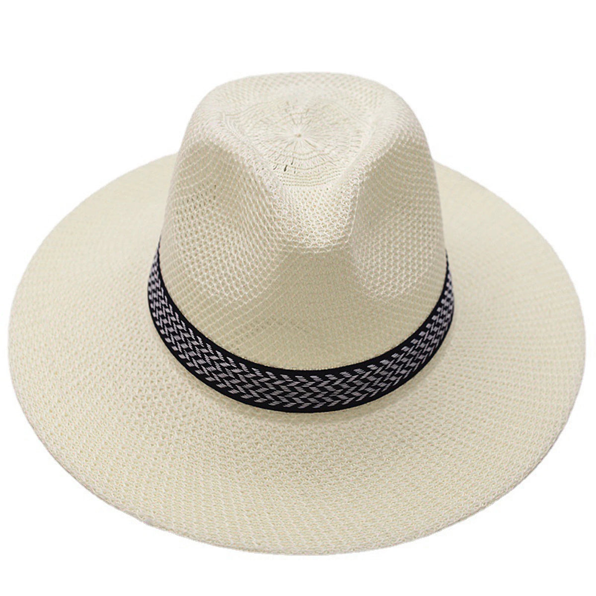 Men's Straw Woven Top Hat Wide Brim Sun Cap Summer Casual Outdoor Holiday