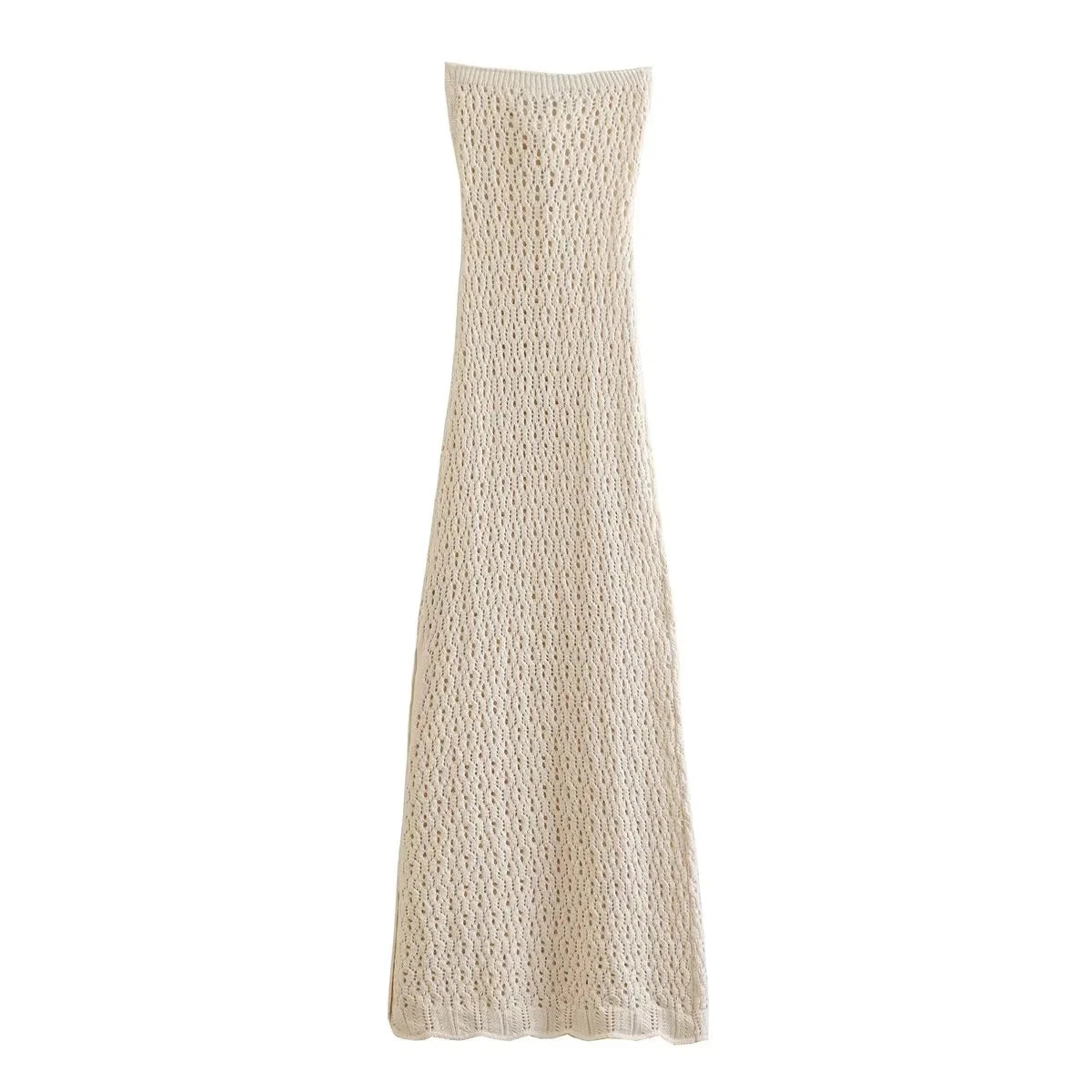 Foridol Bowknot Off Shoulder Knitted Summer Autumn Beach Dress Hollow Out Side Slit Maxi Long Sexy Sundress Bohemian Boho Dress