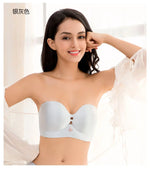 Sexy Women Strapless Bra Invisible Breast Lift Up Leopard Slim Seamless Breathable Wireless Brassiere Wrapped Chest Big Size 52F
