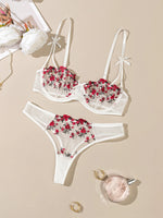 Night Beautiful Sexy Women 2 Piece floral Embroidery Underwear Sexy Erotic lingerie underwear Set