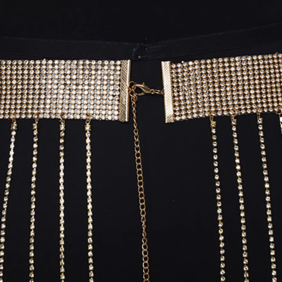 Fringe Bright Rhinestone Chain Skirt Women's High Waist Tassel Waist Chain Belt Stage Performance Carnival Party Night Clubwear