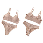 Women Padded Bra And Panties Set Wire Free Seamless Bra Sexy High Waist Thongs Underwear Sports Brassiere Female Lingerie Set