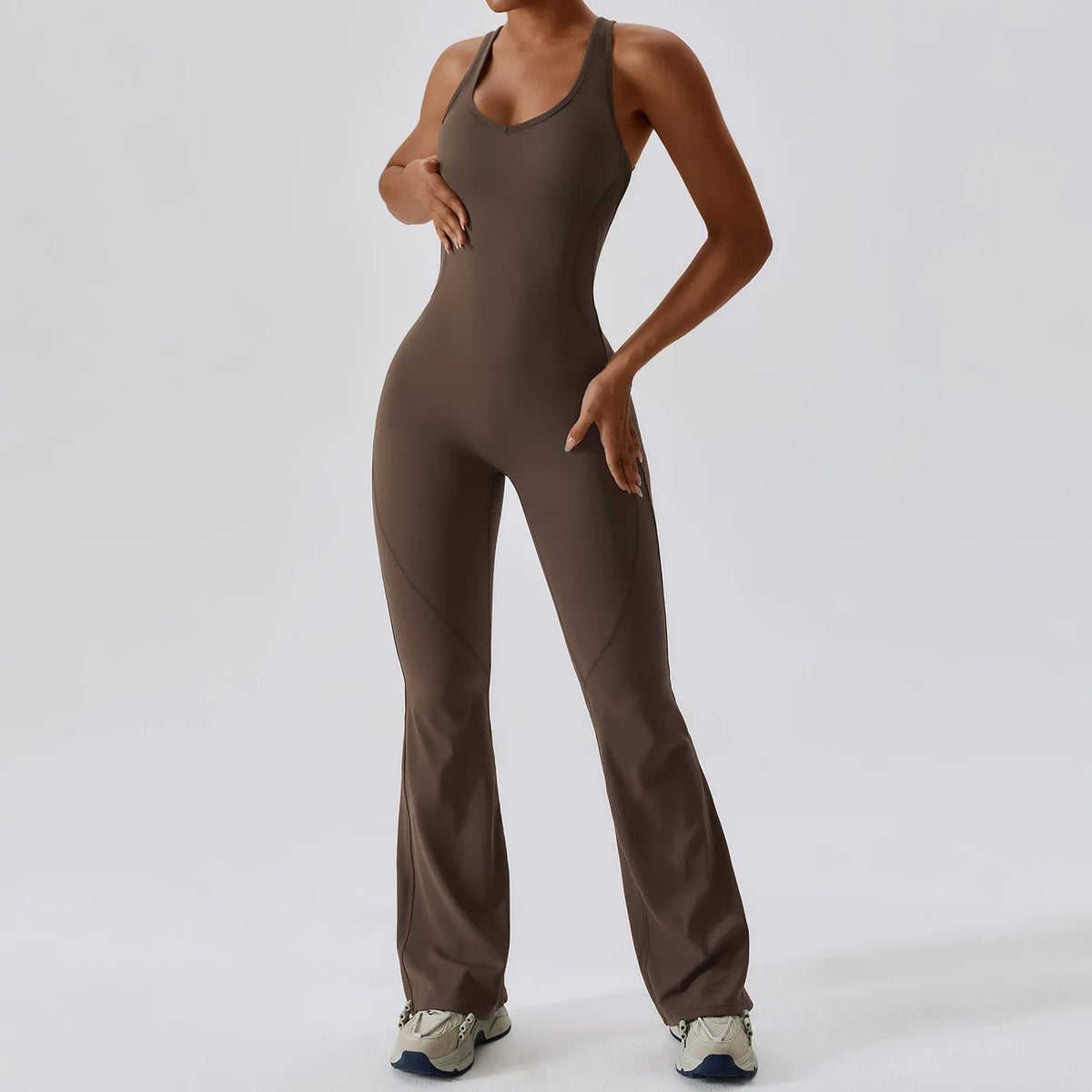 Jumpsuit Fitting Yoga Suit Dance Women Bodysuit Workout Sports Fitness Set Hip Lifting Gym Running Breathable Vest Flared Pants