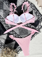 Underwired Bra Cup Ruffled Frill Bikini Women Swimsuit Female Swimwear Two Pieces Bikini Set Push Up Bathing Suit Swim Beachwear