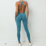 Seamless High-Waisted Peach Hip Yoga Jumpsuit for Women - Fast Drying Sweat-Wicking Tight Running Sports Jogging Gym Activewear