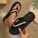 New Rivet Decor Clip Toe Slippers Women Casual Weightlight Wedge Flip Flops Female Daily Anti Slip Med Heel Flat Slides Mujer