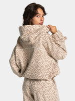 Vintage Leopard Hooded Sweatshirt Suit Loose Fit Contrast Line Wide Leg Trousers Fashion Athletic Tracksuit Outfit