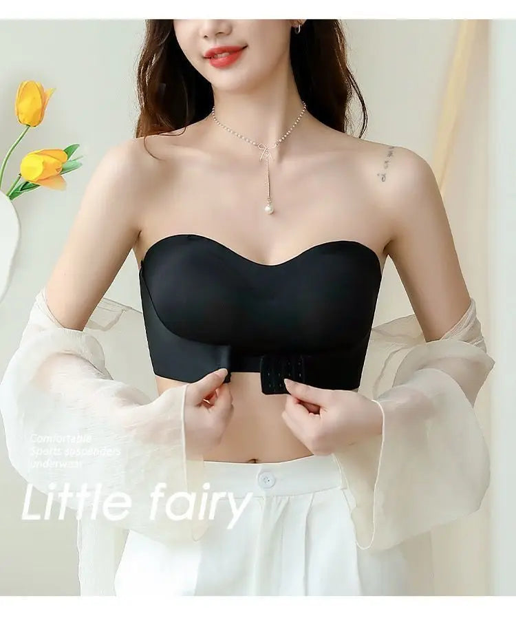Summer Ice Silk No Trace Strapless Underwear Women Small Chest Gathering Non-slip Not Drop Breast Invisible Bra Cover Wipe Chest