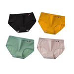 4Pcs/Set Women's Mid-Rise Cotton Panties Breathable Soft Ribbed Underwear Solid Lingerie Stretchy Comfort Daily Briefs M-XL