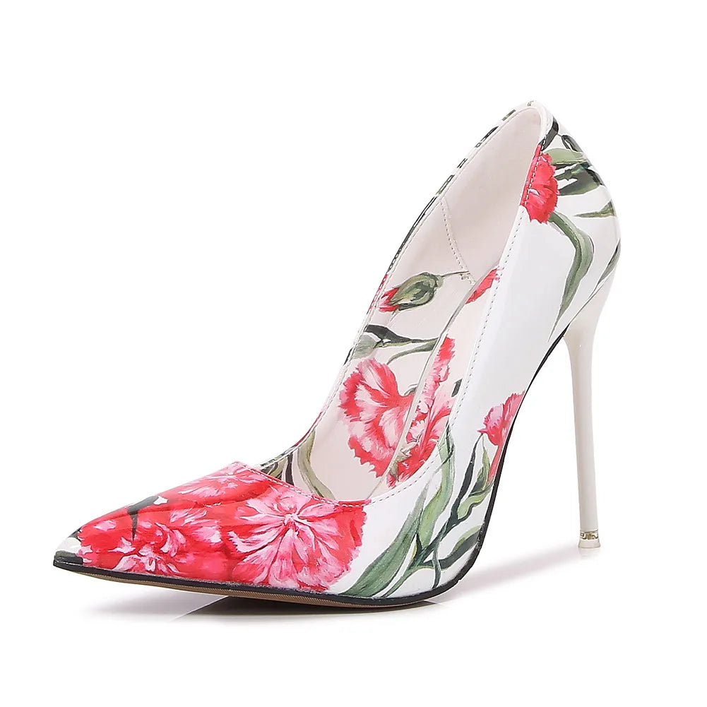 Women Heels Graffiti Colorful Bridal Shoes Women Pumps Sexy High Heels Pointed Toe Party Wedding Shoes Stiletto Plus Size 35-46