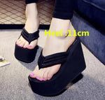 Women Fashion Slippers Super High Heels Beach Flip Flops Soft EVA Summer Shoes Woman Platform Slides 11CM Ladies Sandals SH07021