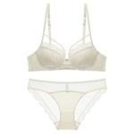 French Front Button Lace Bra Set for Women Sexy Spaghetti Strap Thin Push Up Bra Breast Collection Smooth Brief Sets Lingerie