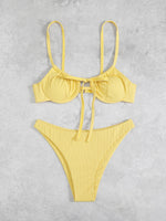 2026 Push Up Bikini Women Tie Front Swimsuit Sexy Underwire Swimwear Female Bathers Bathing Swimming Swim Suit Summer Beachwear