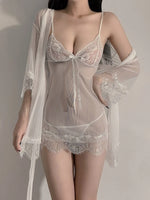 Suspender Underwear Front Open Lace-Up Dress Sexy Clothes For Women Lace Black Plus Size Nightgowns Open Lingerie Skirt Set