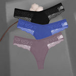 3Pcs/set Cotton Thongs Lace Bikini Underpants Women S-XL T-Back Underwear Ladies G-string Soft Thong Panties Female Lingerie New