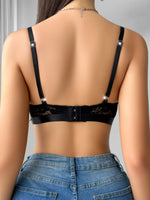 See Tbrough Lace Embroidery Women Lingerie Adjustable Strap Unlined Brassiere Women's Bras Floral Wire-Free No Pad Bra Underwear