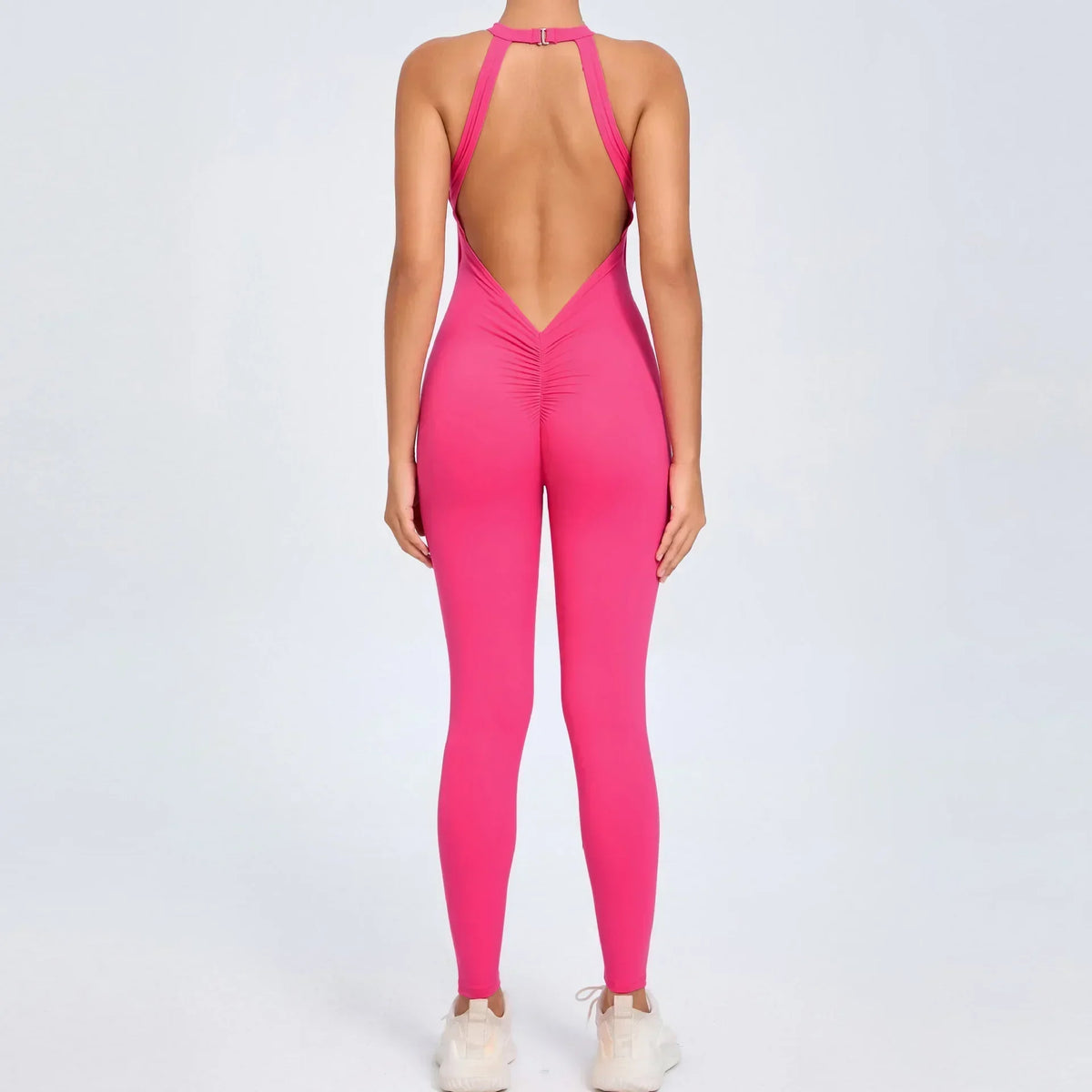 Seamless Yoga Jumpsuits Sports Fitness Peach Hip-lifting Backless Buckle One-Piece Training Gym Workout Tracksuits for Women