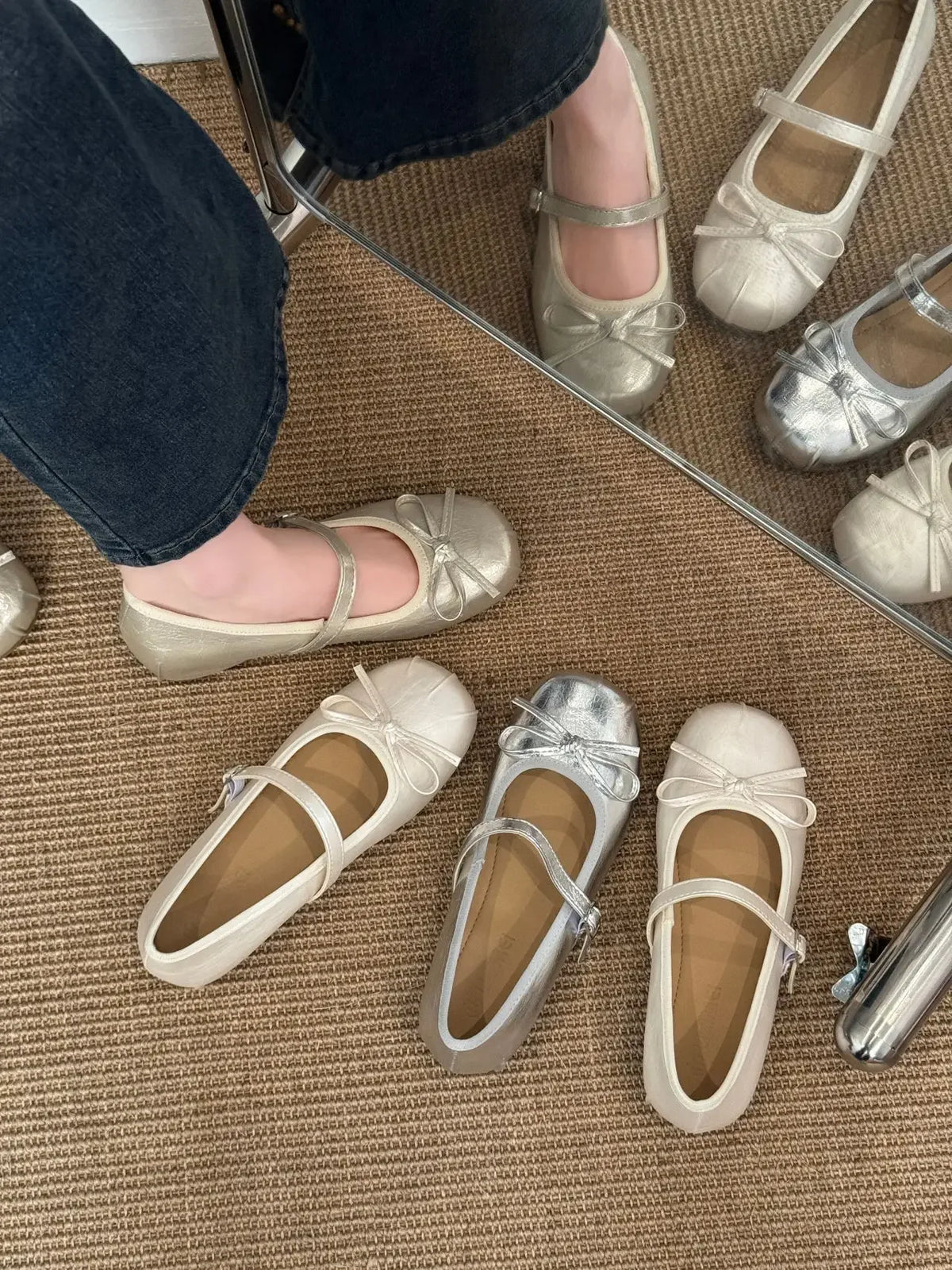 Butterfly-knot Women Ballet Mary Jane Shoes Fashion Mix Colors Internal Elevation Shoes Ladies Spring Autumn Concise Footwear