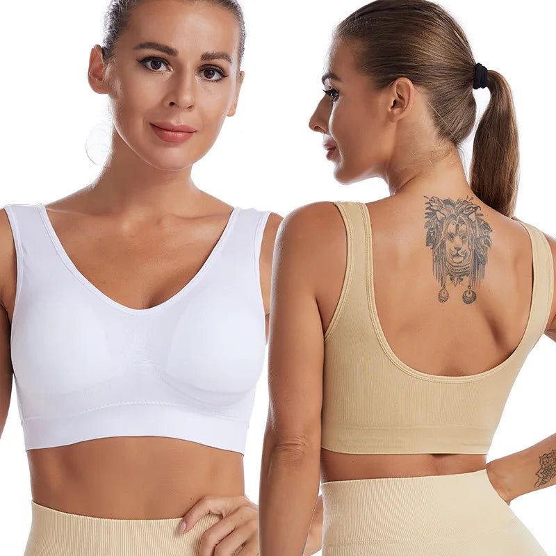 Shockproof Sports Yoga Bra for Women Removable Breast Pad S-7XL Sexy Elastic Back Cotton Sleep Bra Comfortable Sleepwear Top