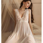 Large Sexy Night Dress Ice Silk Satin Sleepwear Female Nightgown Women Sleeping Dresses Plus Size Night Shirts