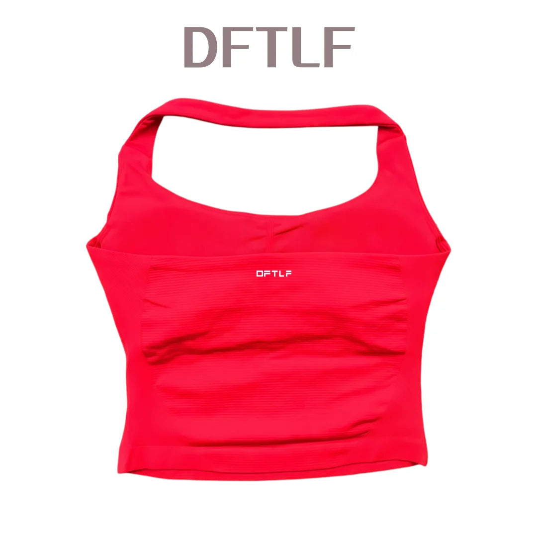 DFTLF Impact Halter Top Women Gym Clothing Backless Seamless Sports Yoga Vest Running Fitness Workout Sleeveless Tank Top