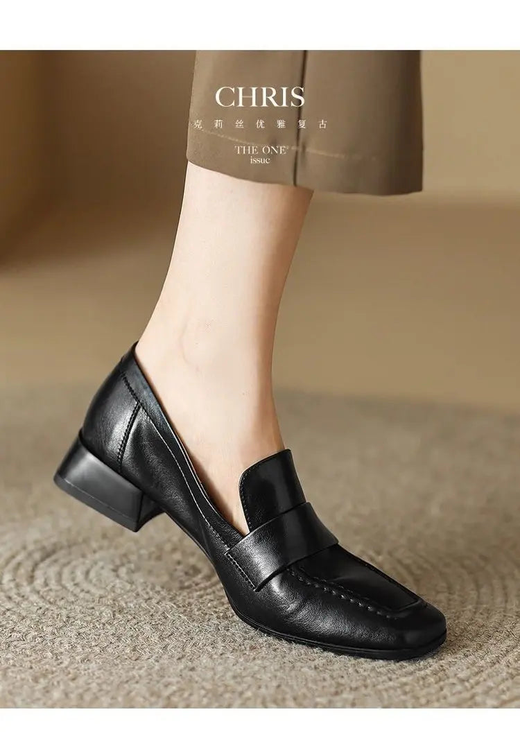 Style Spring Autumn Versatile British Style Flat Shoes Women's Vintage Leather Pumps High Heel Shoes Summer Season 2026