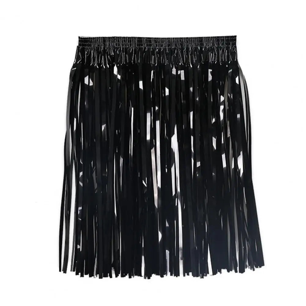 Bright Colors Beach Dance Skirt Hawaii Skirt Elastic Mid-rise Adults Kids Mini Skirt Rain Fringe Tassels Adjustable Curtain