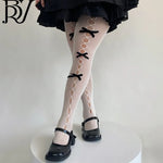 Lolita Bowknot Fishnet Stockings For Women Charming JK Fishnet Stockings White Pantyhose Sexy Hollow Out Pantyhose Elegant SC2U