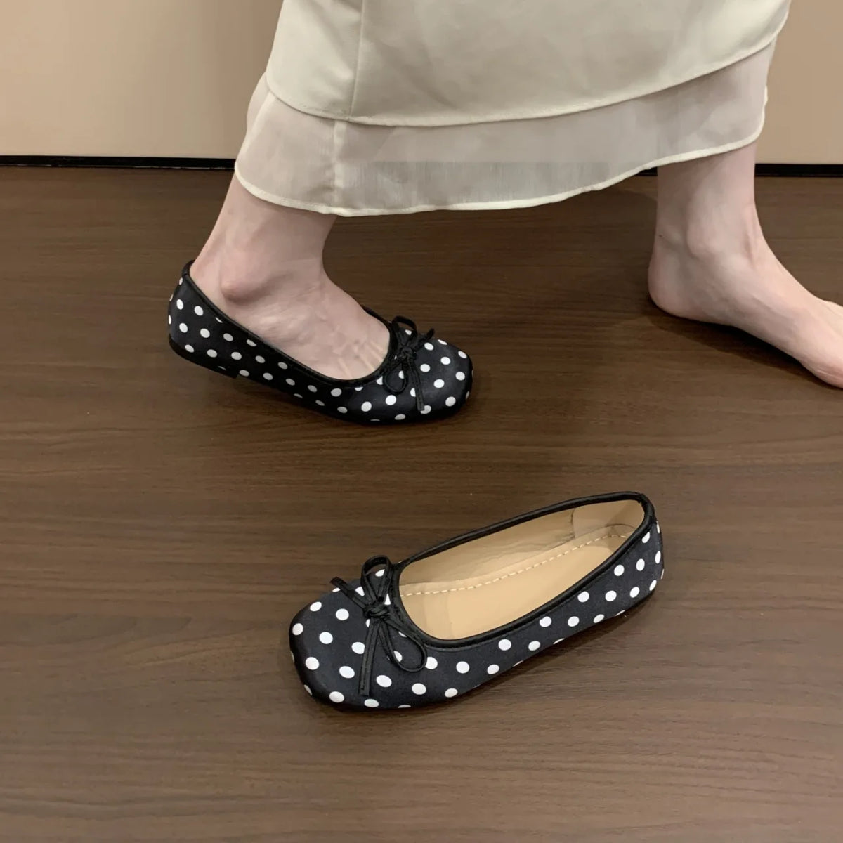 2026 New Polka Dot Women Ballet Flats Comfort Round Toe Shoes Street Style Soft Sole Ladies Eelgant Dress Slip on Loafers Shoes