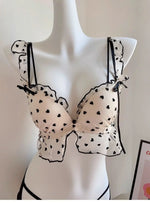 Japanese Mesh No-wire lace Underwear set Women's small breasts gather sexy pure desire sweet bra cute bra Panty SET TUSHY